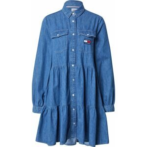Tommy Jeans Košilové šaty modrá džínovina / červená / bílá