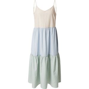 NÜMPH Letní šaty 'Cassine' kouřově modrá / světlemodrá / pastelově zelená / růžová