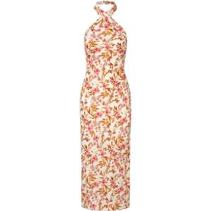 APART Letní šaty krémová / olivová / jasně oranžová / světle růžová