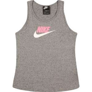 Tričko Nike Sportswear šedý melír / světle růžová / bílá