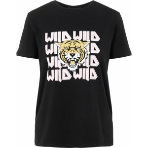 Tričko 'Wildy' Pieces světle žlutá / pastelově růžová / černá / bílá
