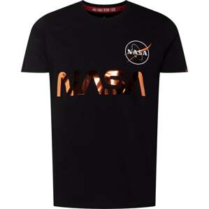 Tričko 'NASA' alpha industries zlatá / oranžová / černá / bílá
