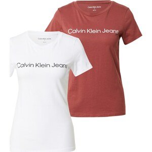 Tričko Calvin Klein Jeans rezavě hnědá / černá / bílá