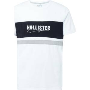 Tričko Hollister šedá / černá / bílá