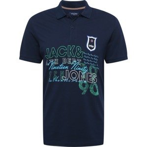 Tričko jack & jones noční modrá / limetková / nefritová / bílá