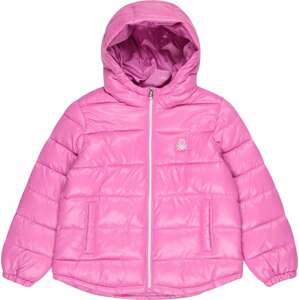 Zimní bunda United Colors of Benetton světle růžová / bílá