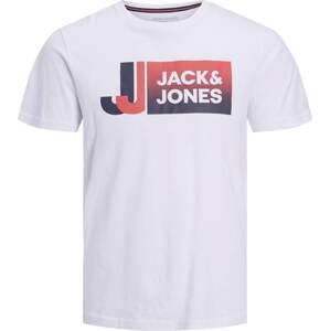 Tričko jack & jones marine modrá / světle červená / bílá