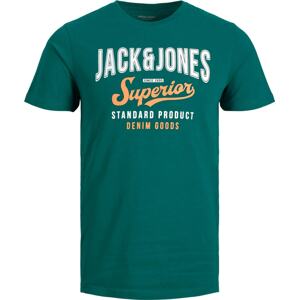 Tričko jack & jones smaragdová / oranžová / bílá