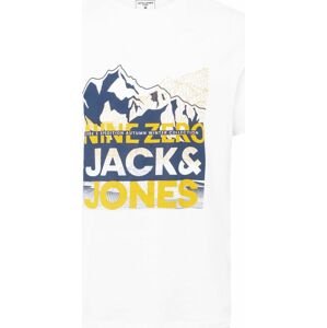 Tričko 'BOOSTER' jack & jones námořnická modř / světle žlutá / bílá