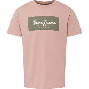 Tričko 'AARON' Pepe Jeans khaki / růžová / bílá