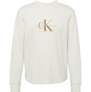 Tričko Calvin Klein Jeans hnědá / přírodní bílá
