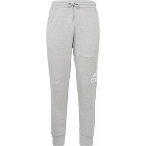Sportovní kalhoty 'Essentials French Terry Tapered Cuff Logo' ADIDAS SPORTSWEAR šedý melír / bílá