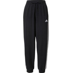 Sportovní kalhoty 'Essentials 3-Stripes French Terry Loose-Fit' ADIDAS SPORTSWEAR černá / bílá