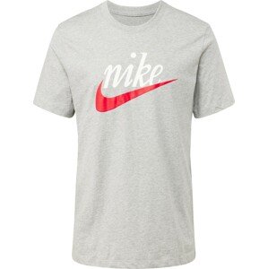 Tričko 'FUTURA 2' Nike Sportswear šedý melír / oranžově červená / bílá