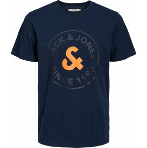 Tričko 'ARON' jack & jones námořnická modř / oranžová