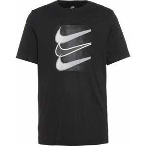 Tričko 'SWOOSH' Nike Sportswear kámen / černá / bílá