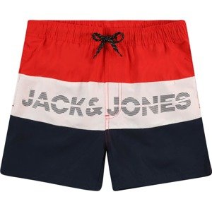 Plavecké šortky 'Fiji' Jack & Jones Junior tmavě modrá / ohnivá červená / bílá