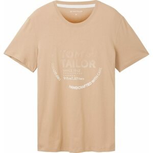 Tričko Tom Tailor světle hnědá / bílá