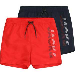Plavecké šortky 'FIJI' Jack & Jones Junior námořnická modř / světle červená / bílá