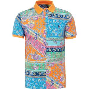 Tričko Polo Ralph Lauren modrá / světlemodrá / pastelově zelená / oranžová