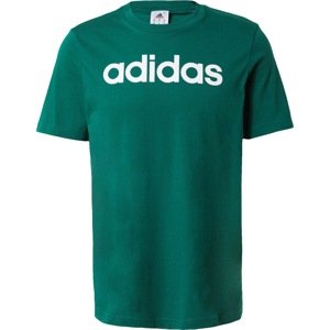 Funkční tričko 'Essentials Linear Embroidered Logo' ADIDAS SPORTSWEAR tmavě zelená / bílá