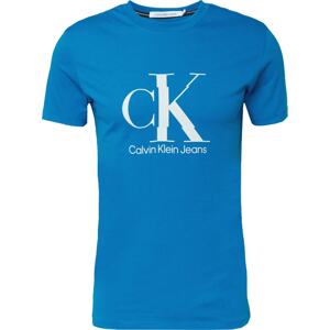 Tričko Calvin Klein Jeans královská modrá / bílá