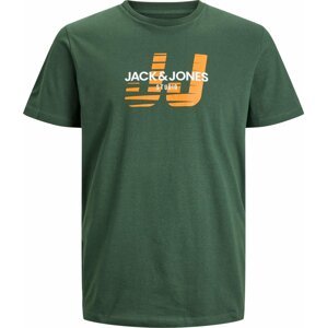 Tričko 'HUNCHO' jack & jones tmavě zelená / oranžová / bílá