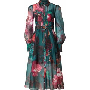 Košilové šaty Karen Millen smaragdová / pink / růže / černá