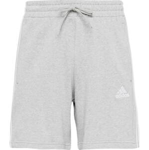 Sportovní kalhoty 'Essentials French Terry 3-Stripes' ADIDAS SPORTSWEAR šedý melír / bílá