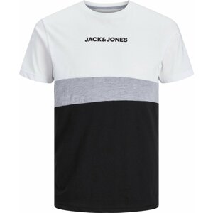 Tričko 'Reid' jack & jones šedý melír / černá / bílá