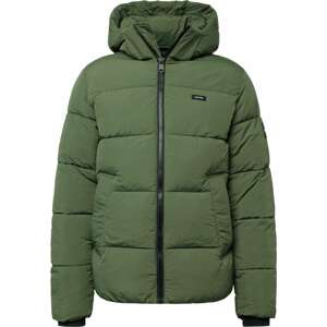 Zimní bunda Calvin Klein tmavě zelená / černá / bílá