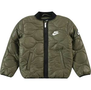 Přechodná bunda Nike Sportswear olivová / černá / bílá