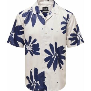 Košile 'FLOWER' Only & Sons modrá / barva bílé vlny