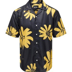 Košile 'FLOWER' Only & Sons námořnická modř / žlutá