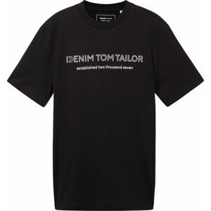 Tričko Tom Tailor Denim černá / bílá