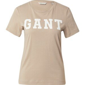 Tričko Gant tmavě béžová / bílá