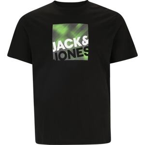 Tričko Jack & Jones Plus světle zelená / černá / bílá