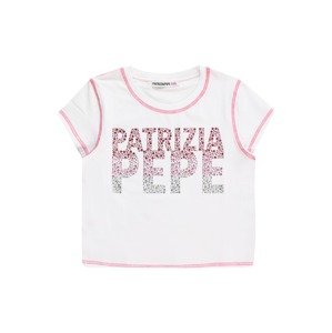 PATRIZIA PEPE Tričko 'MAGLIA' pink / červená / stříbrná / bílá