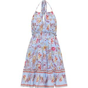 IZIA Letní šaty 'Gaya'  světlemodrá / medová / světle růžová / burgundská červeň