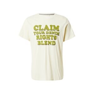 BLEND Tričko  krémová / zelená / olivová