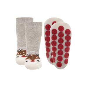 EWERS Ponožky  karamelová / šedý melír / červená / bílá