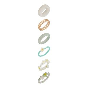 PIECES Prsten 'LILI'  azurová / zlatá / pastelově zelená / perlově bílá
