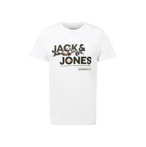 JACK & JONES Tričko 'HUNTER'  šedá / oranžová / černá / bílá