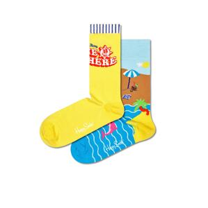 Happy Socks Ponožky 'Wish You Were Here'  azurová / světle hnědá / světle žlutá / červená