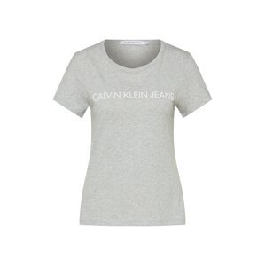 Calvin Klein Jeans Tričko 'Institutional' šedý melír / bílá