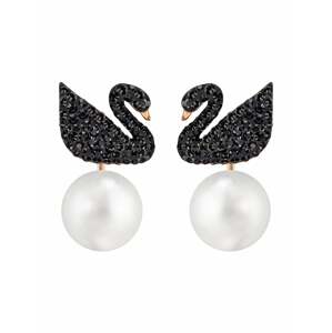 Swarovski Náušnice 'Iconic Swan'  růžově zlatá / černá / perlově bílá