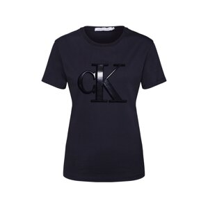 Calvin Klein Jeans Shirt 'FLOCK MONOGRAM CK SLIM TEE'  černá