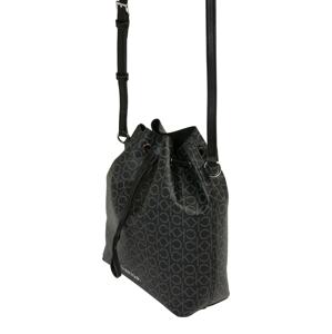 Calvin Klein Vak 'DRAWSTRING BUCKET BAG MONOGRAM'  šedá / černá