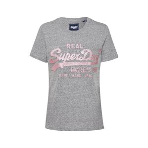 Superdry Tričko  šedý melír / růžová