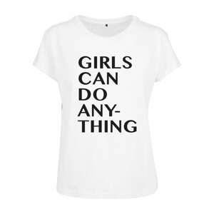 Merchcode Tričko 'Girls Can Do Anything'  bílá / černá